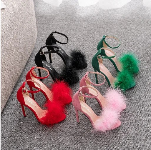 Fuzzy fashion heels in several colors